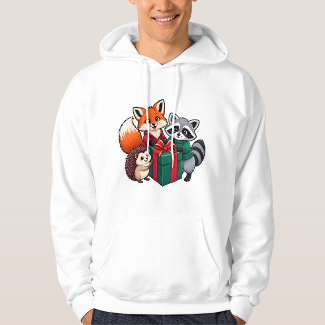 Weihnachts-Wald-Fuchs-Waschbär-Geschenk-Design Hoodie (Vorderseite)