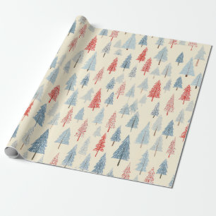 Weihnachts-Waldbaum Skandinavisches Muster Geschenkpapier