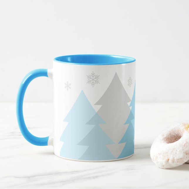 Weihnachts-Waldlandschaft-Kaffeetasse Tasse (Mit Donut)
