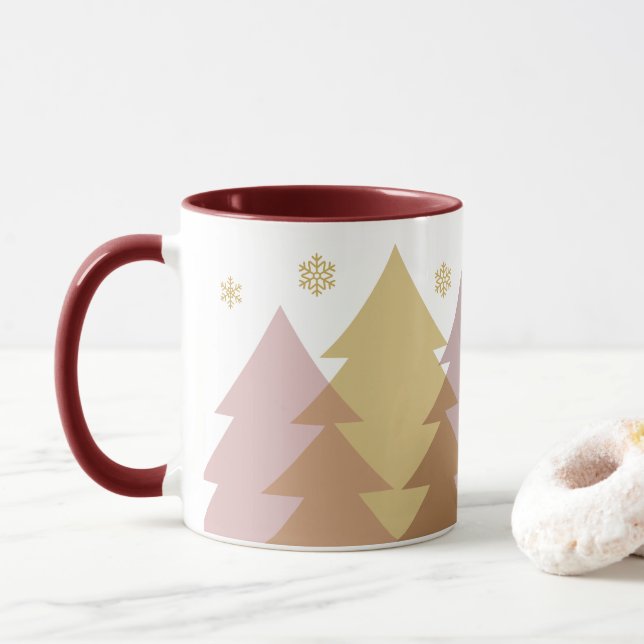 Weihnachts-Waldlandschaft-Tasse Tasse (Mit Donut)