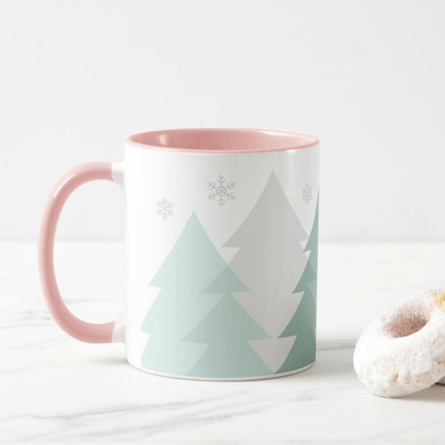 Weihnachts-Waldlandschaft-Tasse Tasse (Mit Donut)