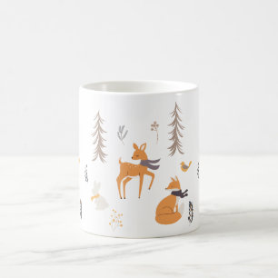 Weihnachts-Waldtiere-Folk-Art Kaffeetasse