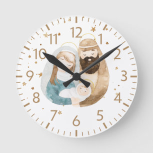 Weihnachts-Wanduhr Nativität Home-Dekor Runde Wanduhr