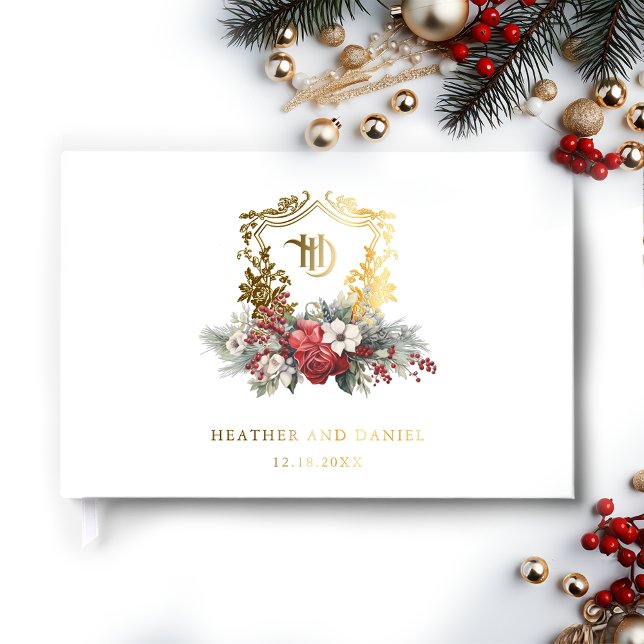Weihnachts-Wappen-Monogramm-Hochzeit Gästebuch (Von Creator hochgeladen)