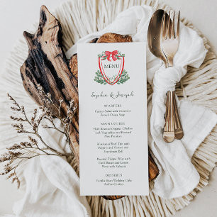 Weihnachts-Wappen Whimsical Holiday Wedding Menükarte