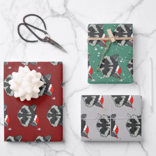 Weihnachts-Waschbär Geschenkpapier Set