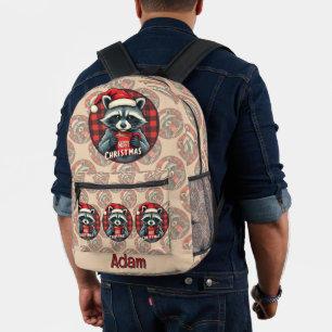 Weihnachts-Waschbär-Kakao-Freude Bedruckter Rucksack
