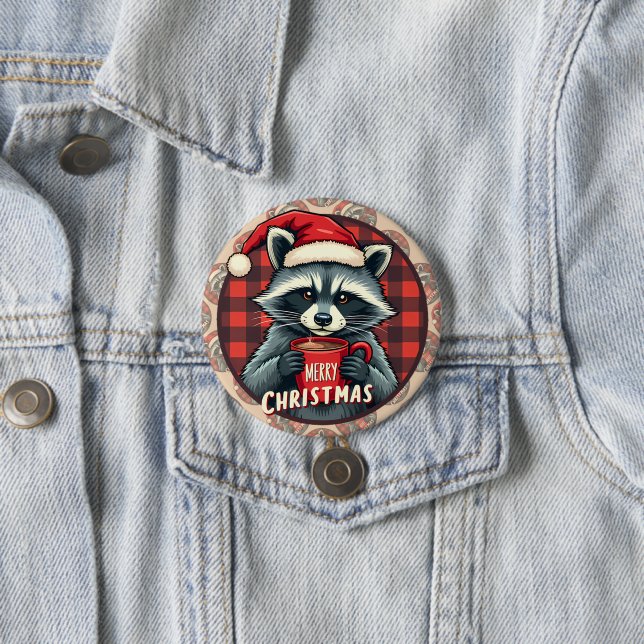 Weihnachts-Waschbär-Kakao-Freude Button (Beispiel)