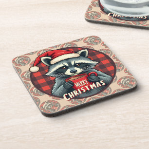 Weihnachts-Waschbär-Kakao-Freude Getränkeuntersetzer