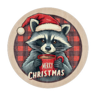 Weihnachts-Waschbär-Kakao-Freude Schneidebrett