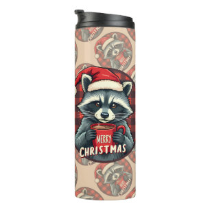 Weihnachts-Waschbär-Kakao-Freude Thermosbecher