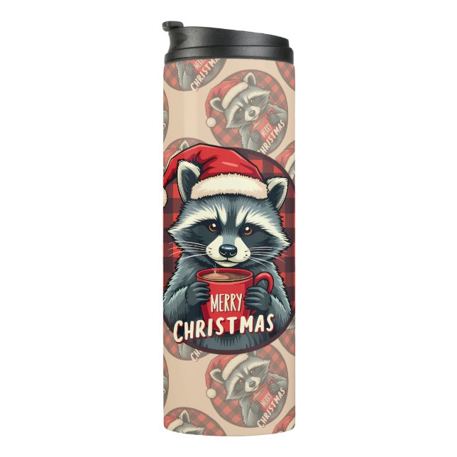 Weihnachts-Waschbär-Kakao-Freude Thermosbecher (Nach rechts gedreht)