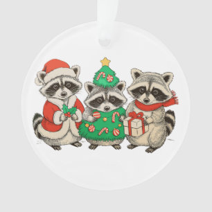 Weihnachts-Waschbär-Santa-Hut-Baum-Weihnachtslicht Ornament