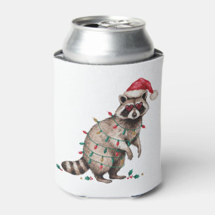 Weihnachts-Waschbär-Santa-Hut-Lichter-Herz-Brille Dosenkühler