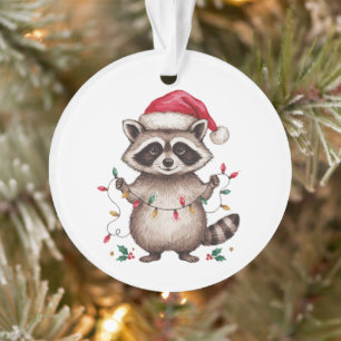 Weihnachts-Waschbär-Santa-Hut-Weihnachtsbeleuchtun Ornament