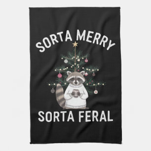 Weihnachts-Waschbär So ziemlich fröhlich, so zieml Geschirrtuch