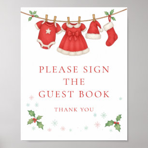 Weihnachts-Wäscheleine-Schild Gästebuch Baby Showe