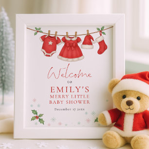 Weihnachts-Wäscheleine Willkommen Baby Shower Poster