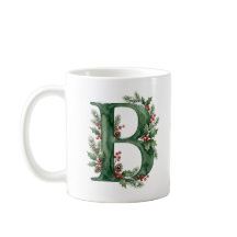 Weihnachts-Wasserfarbe-Botanical-Monogramm Buchsta