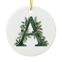 Weihnachts-Wasserfarbe-Botanical-Monogramm Buchsta