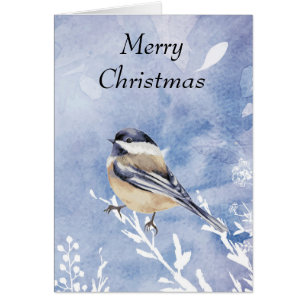 Weihnachts Wasserfarbe Chickadee Bird Joy & Peace