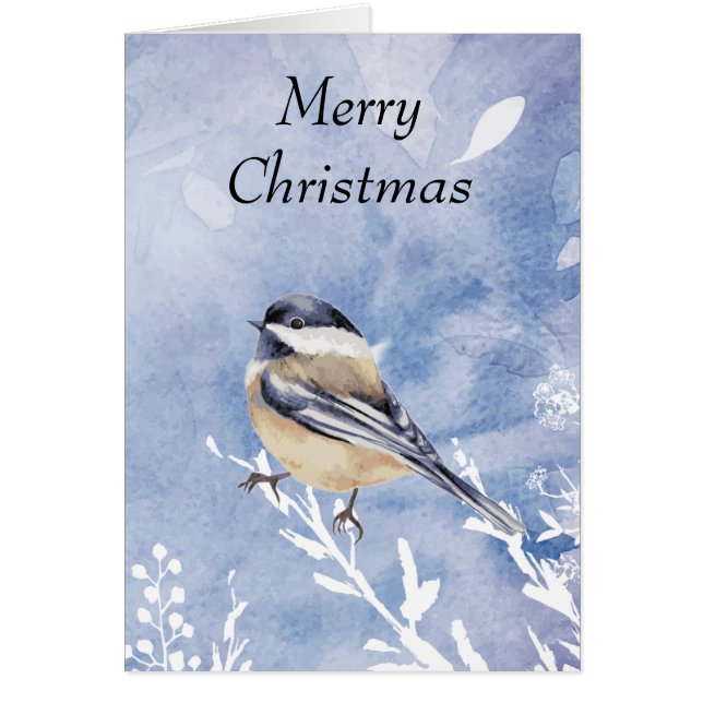 Weihnachts Wasserfarbe Chickadee Bird Joy & Peace (Vorne)