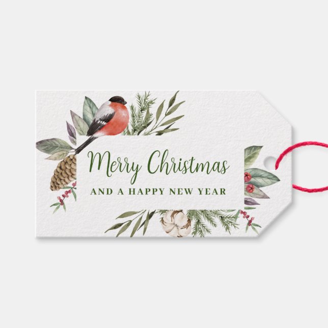 Weihnachts Wasserfarbe Festival Geschenkanhänger (Vorderseite (Horizontal))