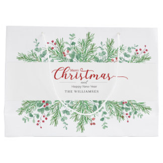 Weihnachts-Wasserfarbe-Grün-Geschenktasche Große Geschenktüte