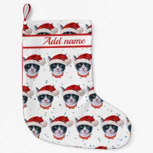 Weihnachts-Wasserfarbe Schwarz-Weiß-Katze Kleiner Weihnachtsstrumpf