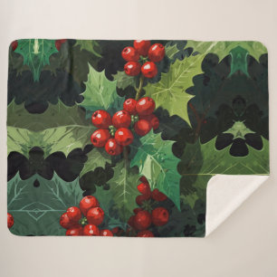 Weihnachts-Wasserfarbe Stechpalmen-Beeren-Blätter  Sherpadecke