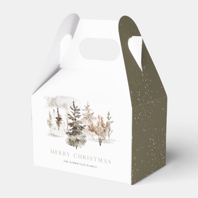 Weihnachts-Wasserfarbe Winter Landschaft Gefallen  Geschenkschachtel (Vorderseite)
