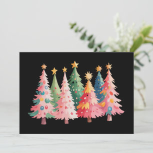Weihnachts-Wasserfarben-Bäume Süße Xmas Rosa Feiertagskarte