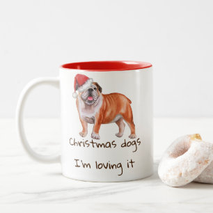 Weihnachts-Wasserfarben-Dog-Zitat / Hunde-Lover Zweifarbige Tasse