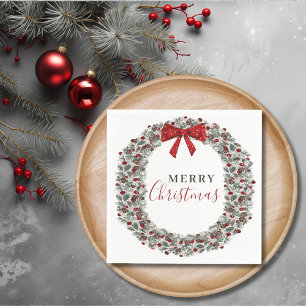 Weihnachts-Wasserfarben-Kranz Serviette