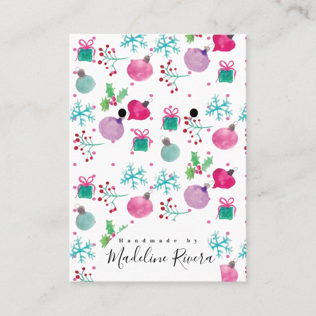 Weihnachts Wasserfarben Kunsthandwerkerkarte Ohren Telefonnummerkarte (Vorderseite)