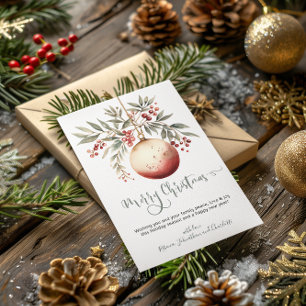 Weihnachts-Wasserfarben-Ornament Stechpalmen-Beere Feiertagskarte
