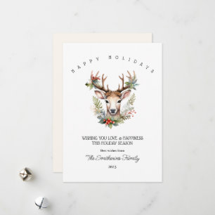 Weihnachts-Wasserfarben-Rentier-Flach-Weihnachtska Feiertagskarte