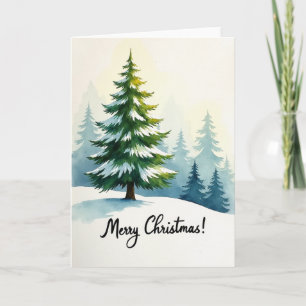 Weihnachts-Wasserfarben-Schnee-Baum-Karte Karte