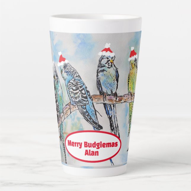 Weihnachts-Wasserfarbenmaler Vogel Milchtasse (Vorderseite)