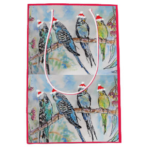 Weihnachts-Wasserfarbenmaler Vogel Mittlere Geschenktüte