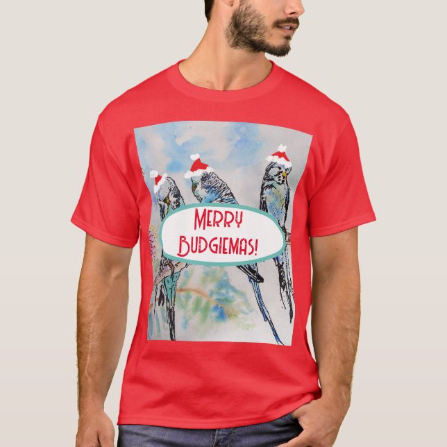 Weihnachts-Wasserfarbenmaler Vogel T-Shirt (Vorderseite)