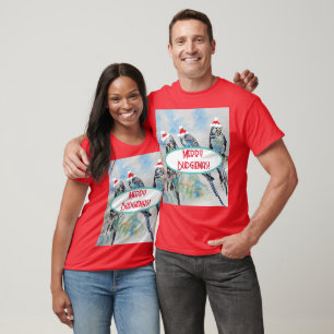 Weihnachts-Wasserfarbenmaler Vogel T-Shirt