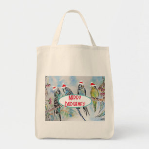 Weihnachts-Wasserfarbenmaler Vogel Tragetasche