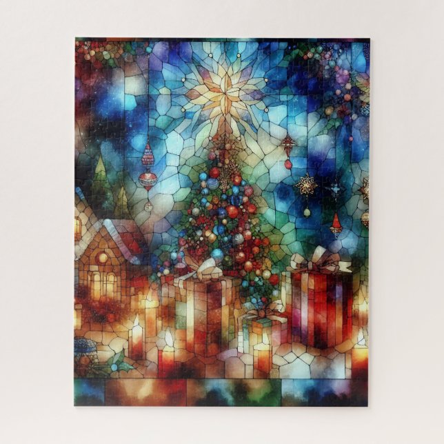 Weihnachts Wasserfarbenpuzzle Puzzle (Vertikal)