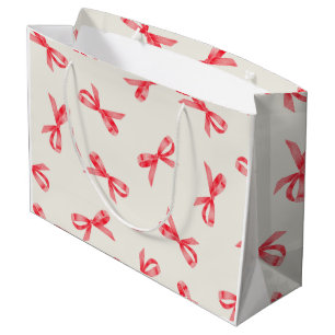 Weihnachts Wasserfarbenscatter Red Bows w/ Creme B Große Geschenktüte