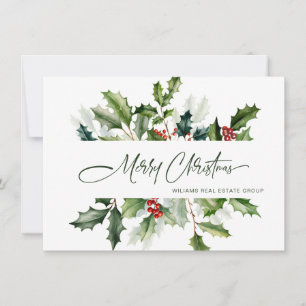 Weihnachts-Watercolor-Mistelzweig Firmen-Grußkarte Feiertagskarte