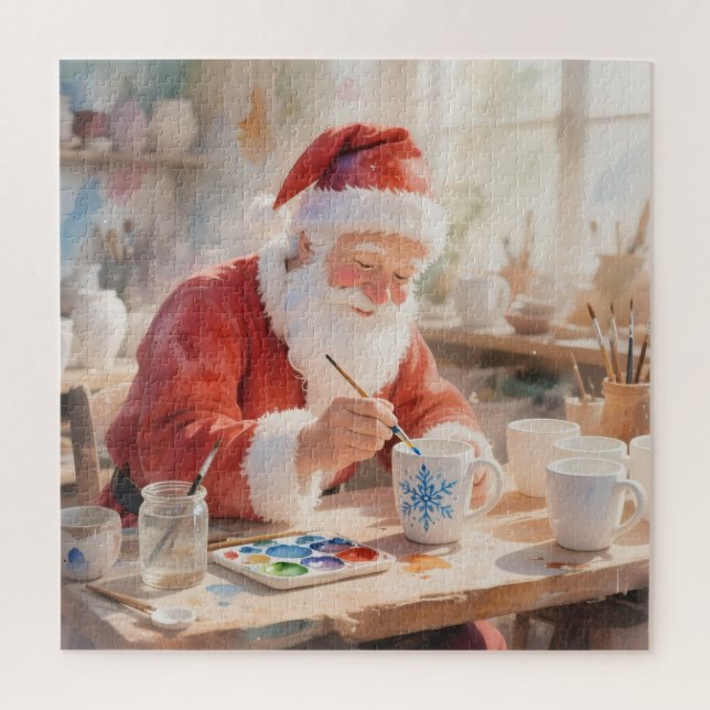 Weihnachts-Watercolor-Santa-Workshop-Foto Puzzle (Vertikal)