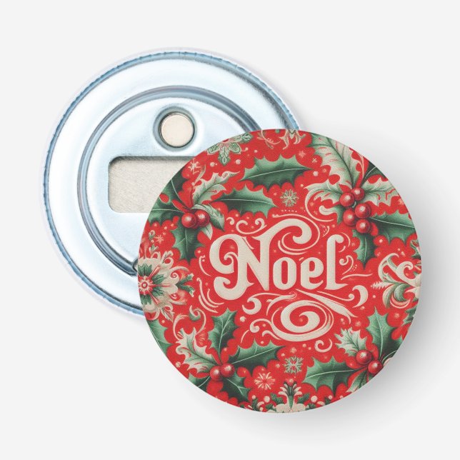 Weihnachts-Weihnachten Rot & Grün Flaschenöffner (Vorderseite)