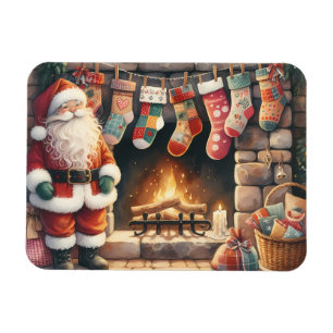 Weihnachts-Weihnachts-Strümpfe am Feuerplatz Magnet