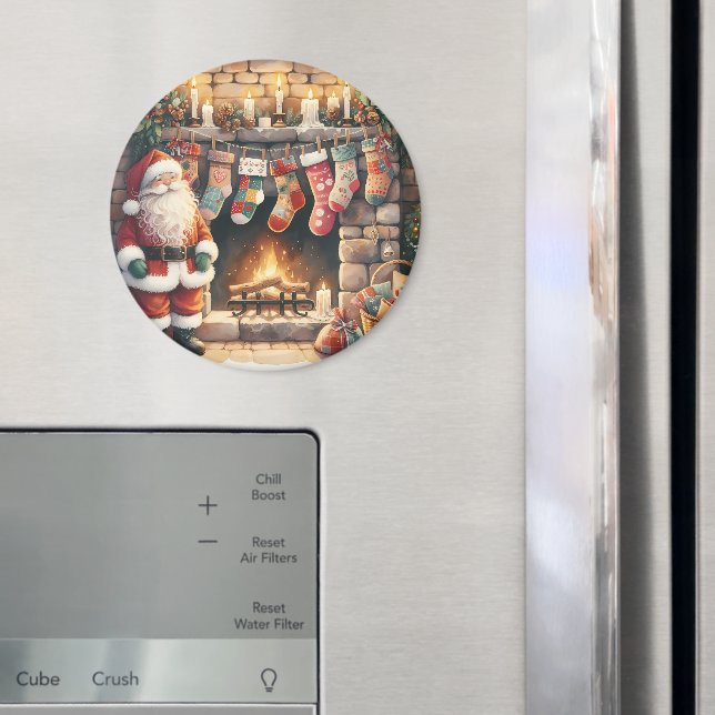 Weihnachts-Weihnachts-Strümpfe am Feuerplatz Magnet (In Situ (Kühlschrank))